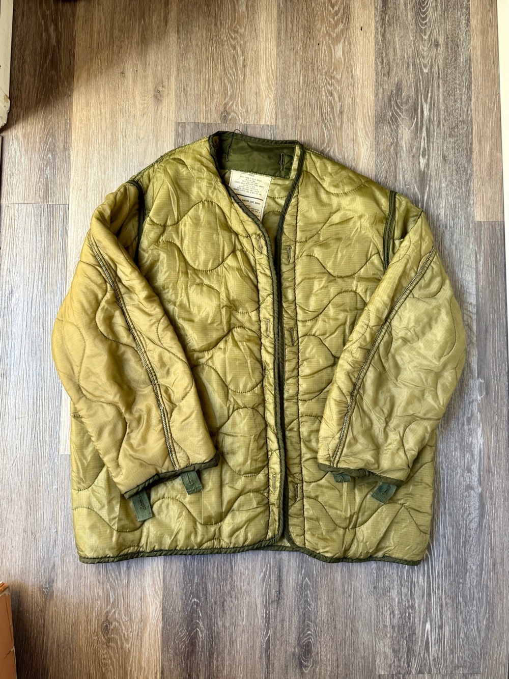 Military Vintage Olive Green Quilted Liner Jacket